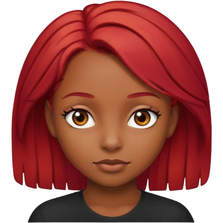 A black girl with red hair and dark brown eyes  emoji