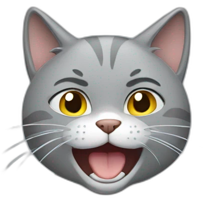 Grey cat crying happy emoji