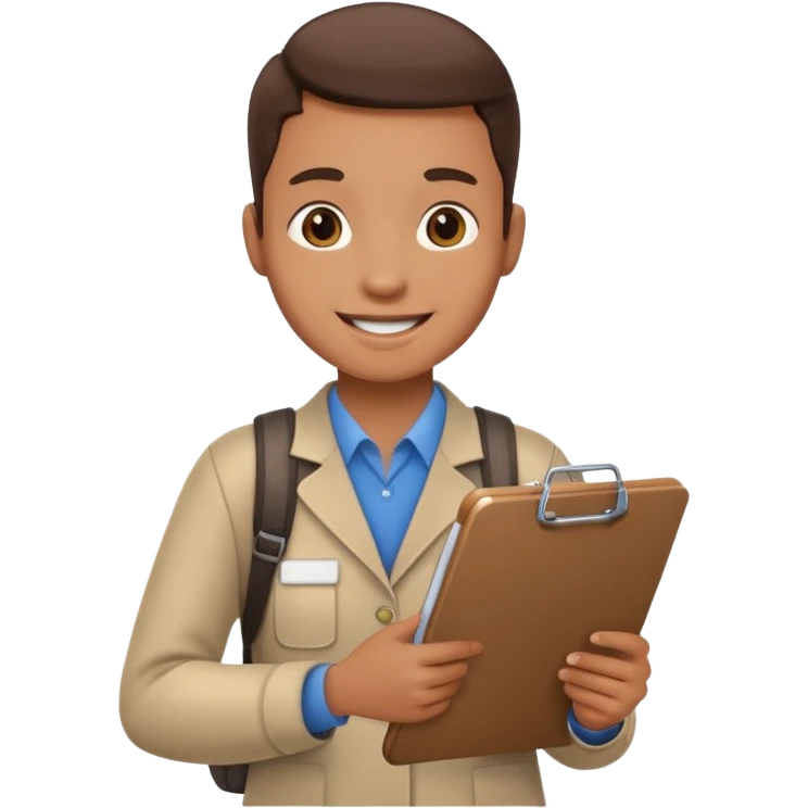 Student Leader + clipboard, Tour Group. emoji