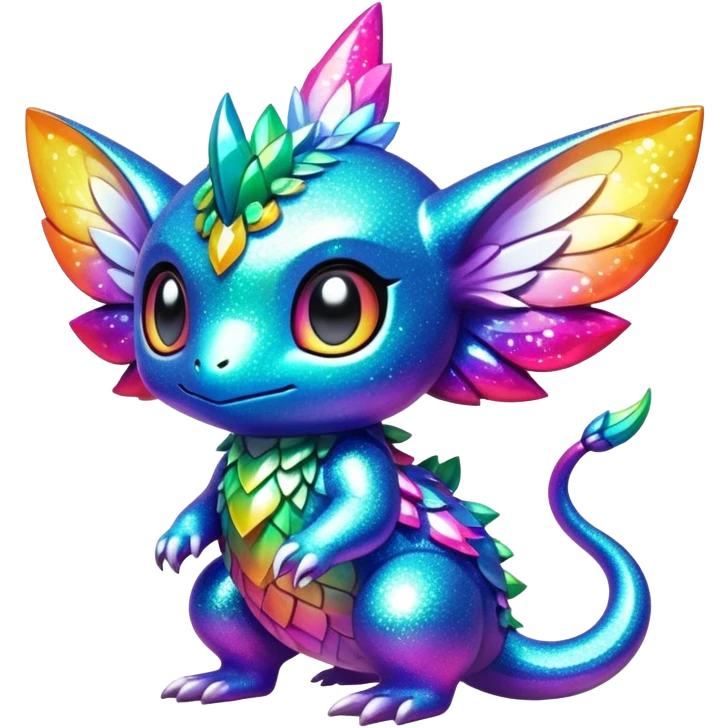 Randomly-colored sparkly exotic chibi Fakémon-creature emoji