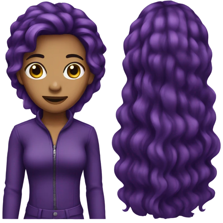 Dark purple hair with jumpsuit emoji