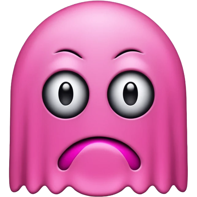Pink Pacman ghost character with big eyelashes emoji