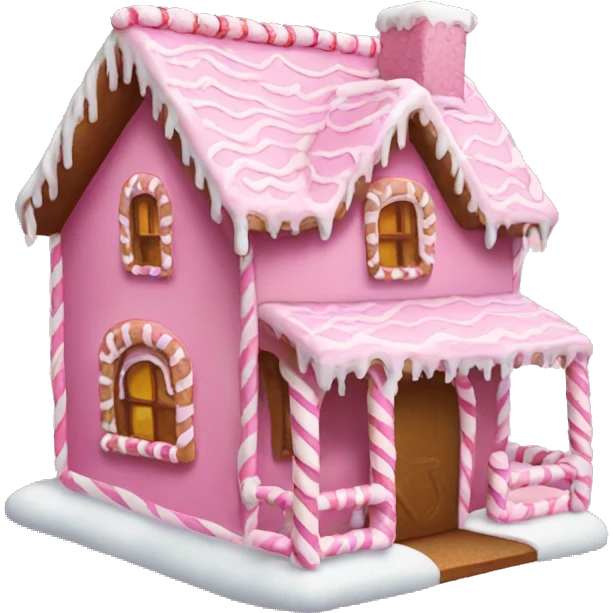A pink gingerbread house emoji