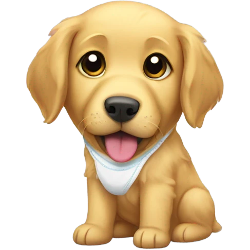 Golden retriever in diaper emoji