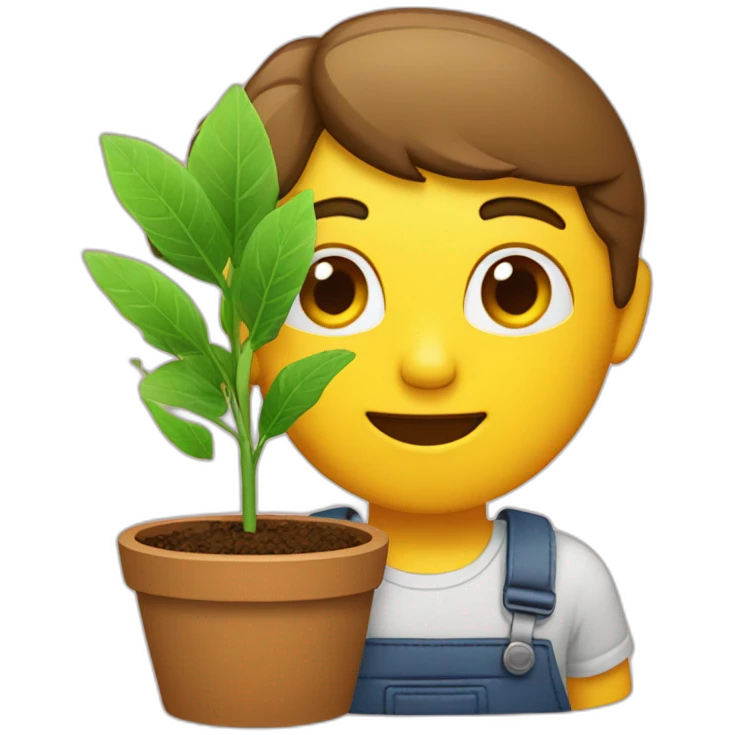 Chat qui joue avec une plante emoji