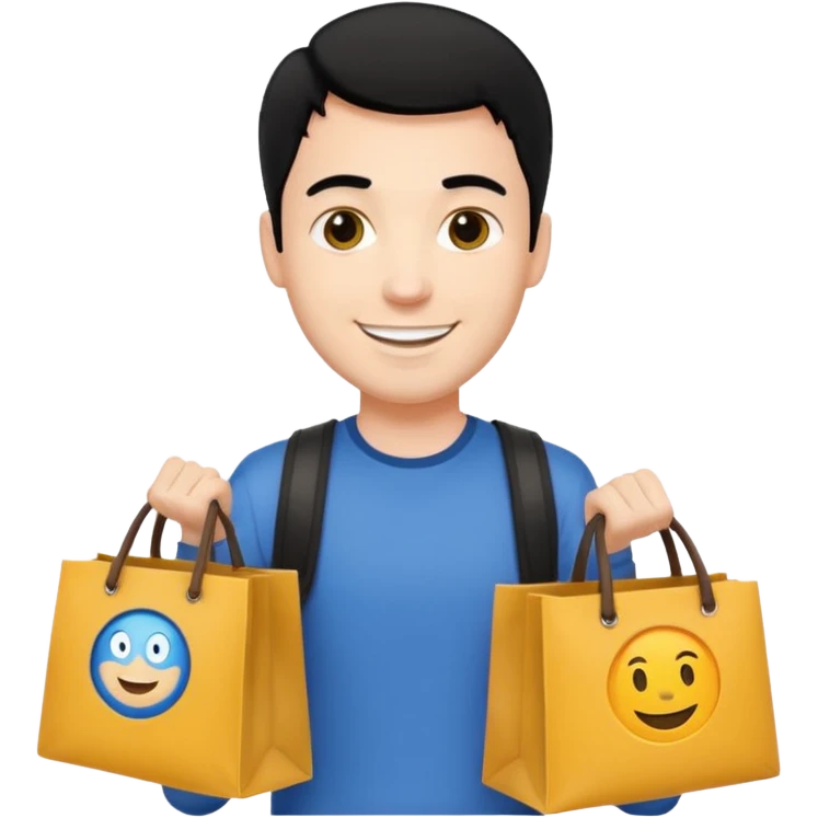 a white man with black hair carrying branded bags emoji