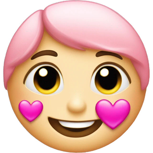 smile with art and pink hearts emoji