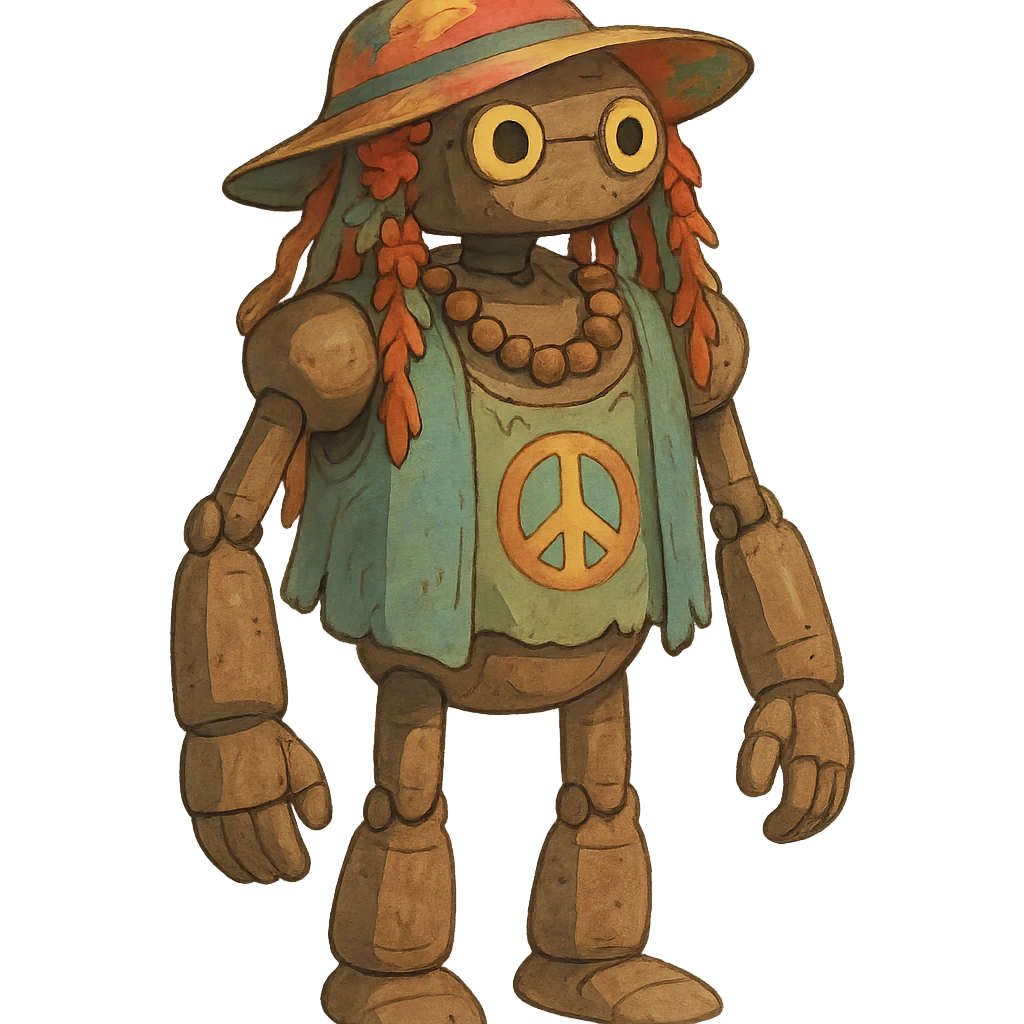 ghibli style hippie robot emoji