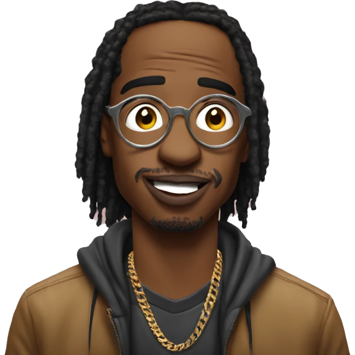 Quavo rap artist singing no glasses emoji