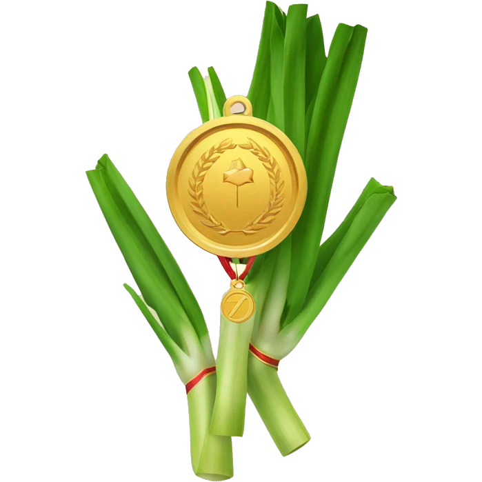 leek with a gold medal emoji