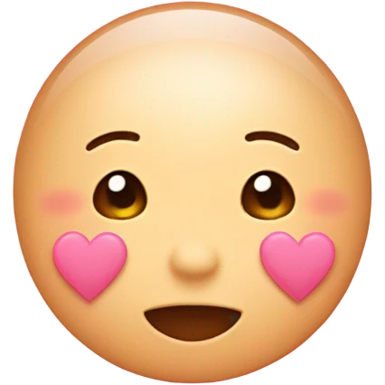 Blushing emoji with pink hearts emoji