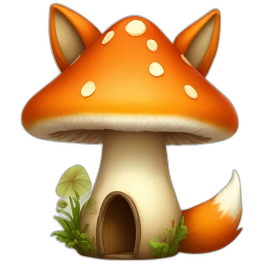 A fox in a mushroom house emoji