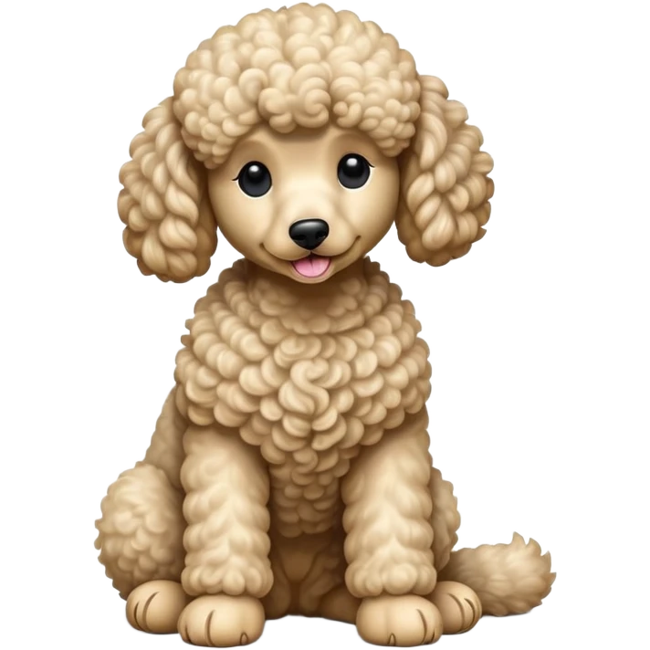 cinematic-[poodle]-realistic-full-body-sitting-emoji,-tail-resting-loosely-beside-its-paws,-head-tilted-dramatically, -curly-[cream]-fur,-simplified-yet-realistic-focused-features,-highly-detailed,-glowing-with-an-almost-sarcastic-glow emoji