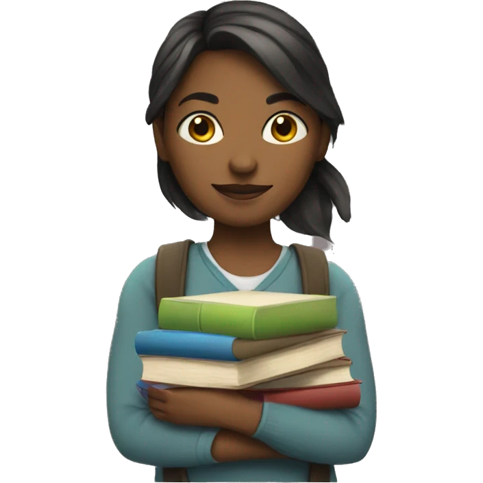 An girl with books and ball emoji
