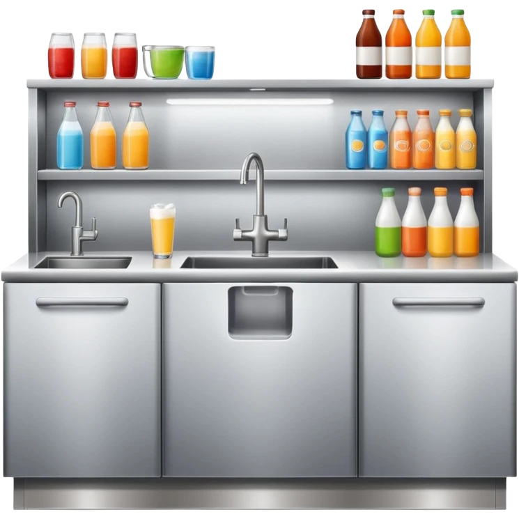 counter with beverage fridge and sink emoji