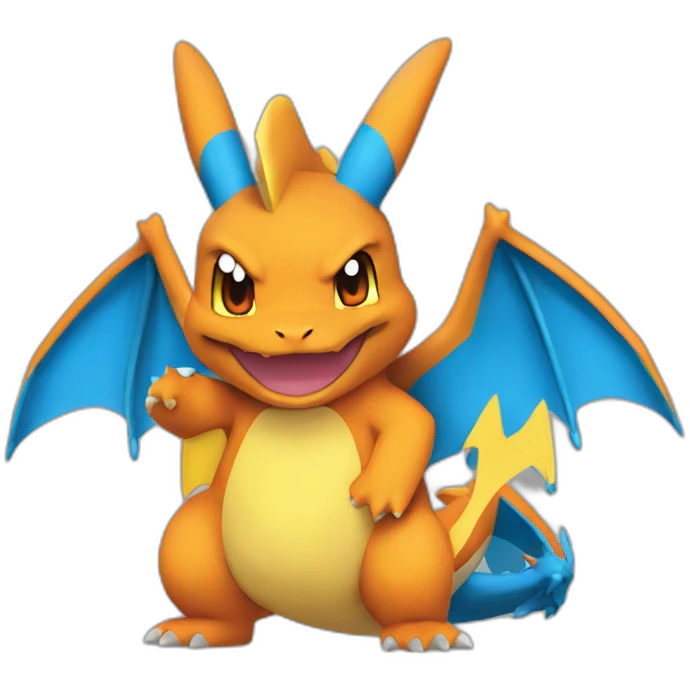 Charizard with pikachu color blue emoji
