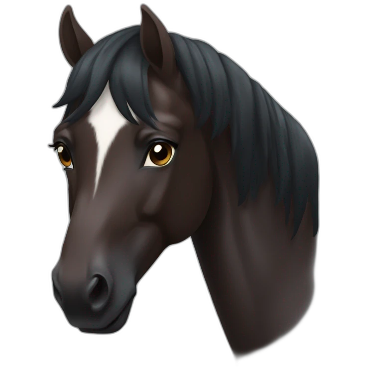 dark bay horse with a white spot on forehead emoji