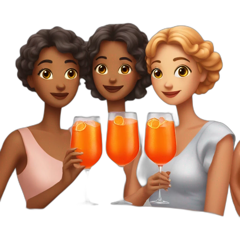 Three girls drinking aperol spritz emoji