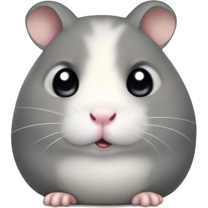 Fat grey hamster wit big black eyes that looks like it’s about to cry emoji