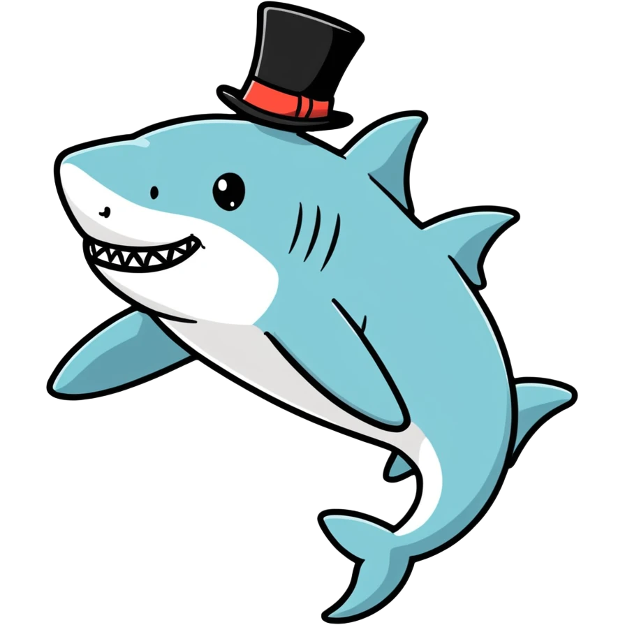 Shark with a top hat emoji