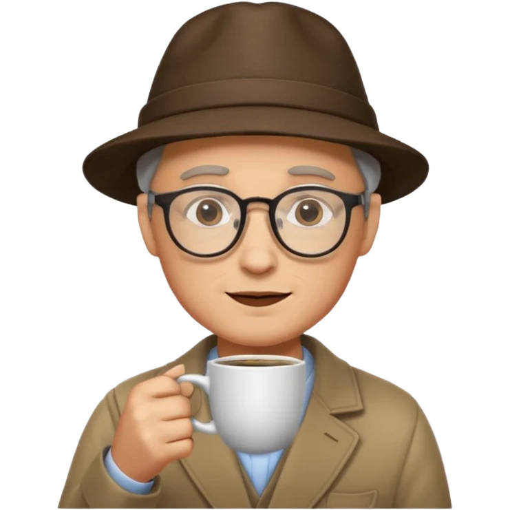 glasses man drink coffe with hat  emoji