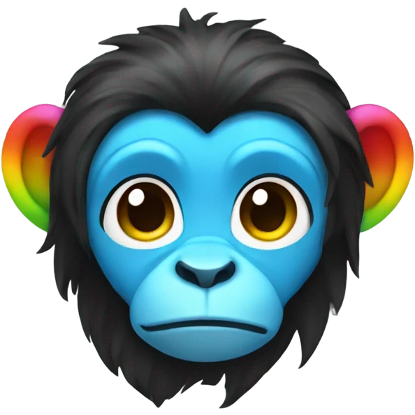 rainbow monkey with black hair emoji