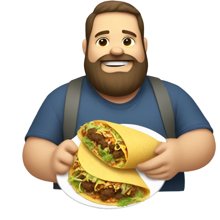 Fat Man with beard eating a taco emoji