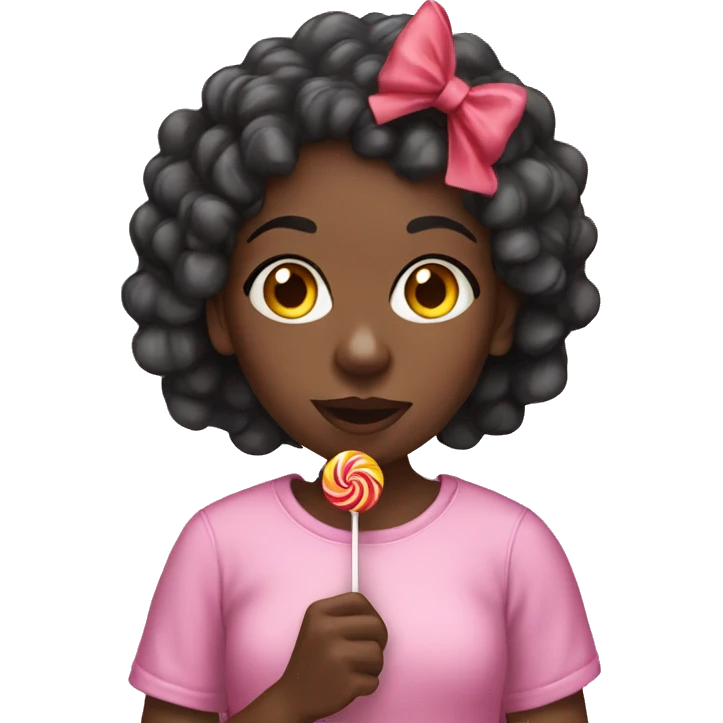 Black girl eating lollipop  emoji