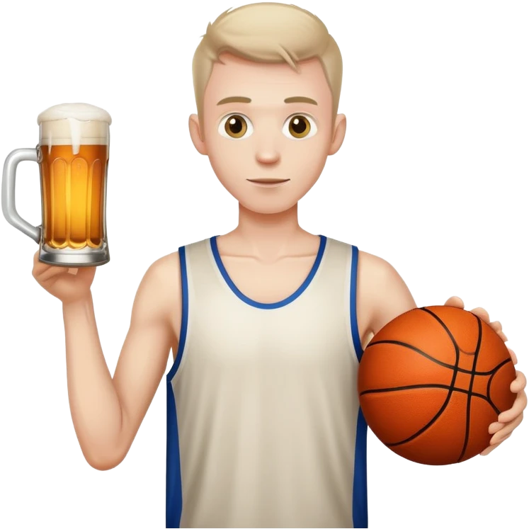 coked out skinny man with a pitcher of beer and a basketball emoji
