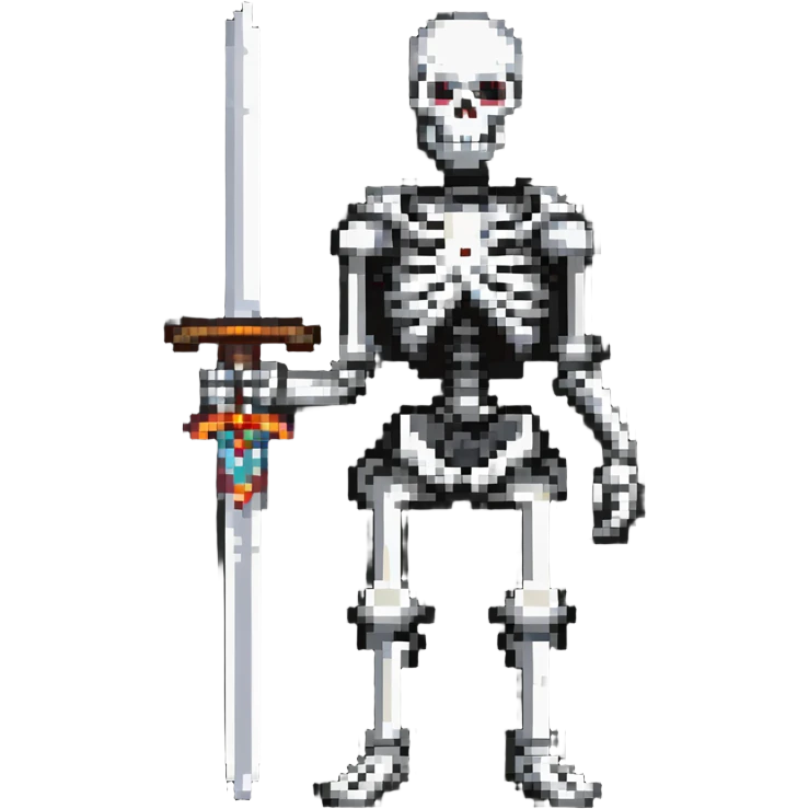 skeleton with a sword, standing pose emoji