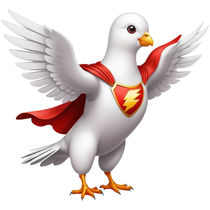 white pigeon wearing Flash superhero suit emoji