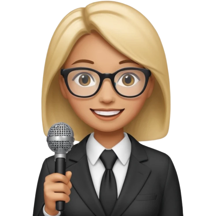 a office woman presenting her idea with microphone smiling
 emoji