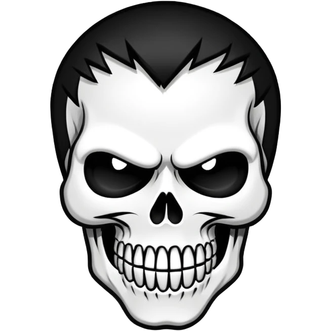 the Misfits band logo, skull face, bold black and white, iconic punk rock style emoji
