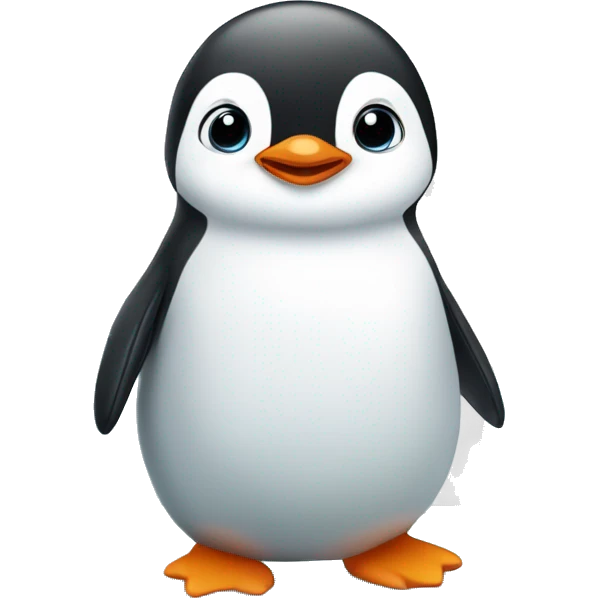 Create a cute Cartoon looking Baby Penguin standing on an iceberg emoji