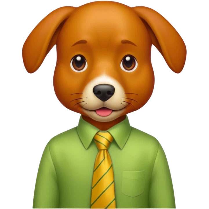 red dog with yellow tie,green shirt emoji