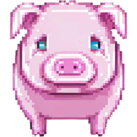 Minecraft pig, full body, pink blocky animal with square head emoji