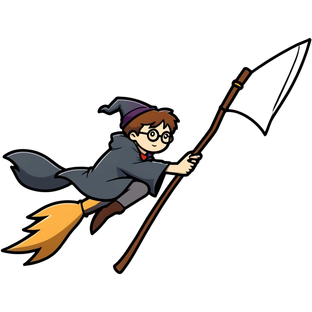 Harry Potter flying on a broomstick emoji