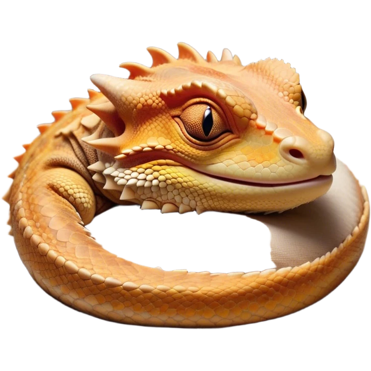 Meme-Worthy Cute Sleeping Bearded Dragon Portrait Emoji, Head resting peacefully with a contented smile, showcasing a delightfully robust build and a luxuriously soft scaled hide in warm earthy tones, eyes shut in a serene, restful nap, Simplified yet hilariously adorable features, highly detailed, glowing with a soft, drowsy light, high shine, relaxed and utterly lovable, stylized with an air of playful laziness, bright and heartwarming, soft glowing outline, capturing the essence of a comically sleepy dragon, so meme‐worthy it feels like it could instantly become the next viral sensation of adorable reptilian slumber! emoji