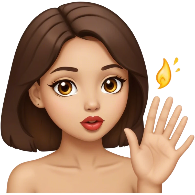 Light skin brunette with light brown eyes blowing a kiss  emoji