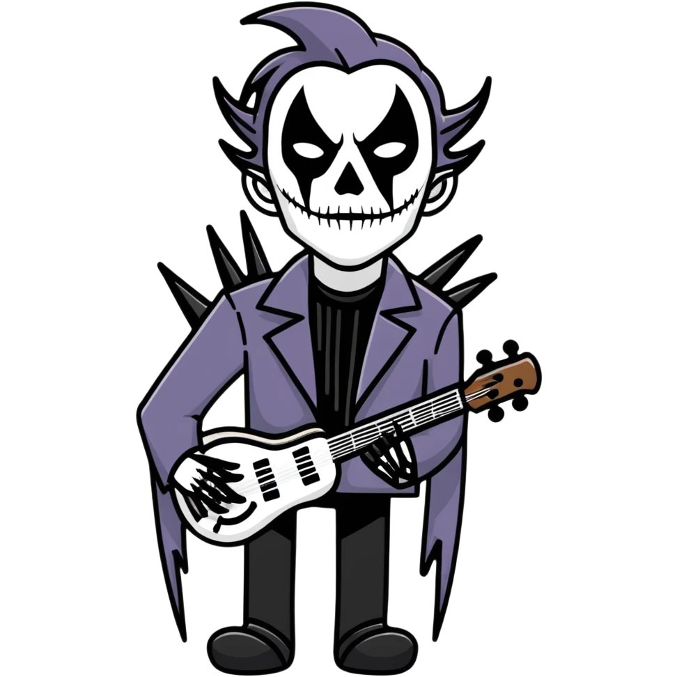 Black metal musician with corpse paint, spikes, black clothes emoji