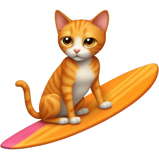 skinny orange cat with abs surfing emoji