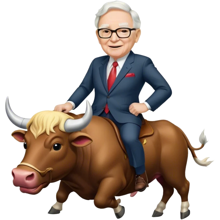 happy Warren Buffet riding bull emoji