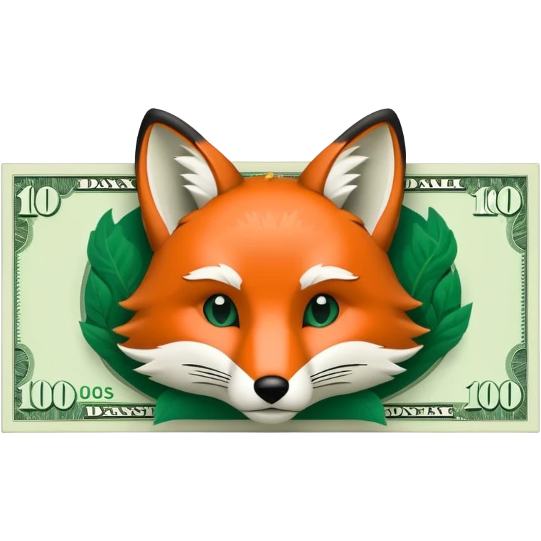 make 100 dollar bill with a fox head silhouette  emoji