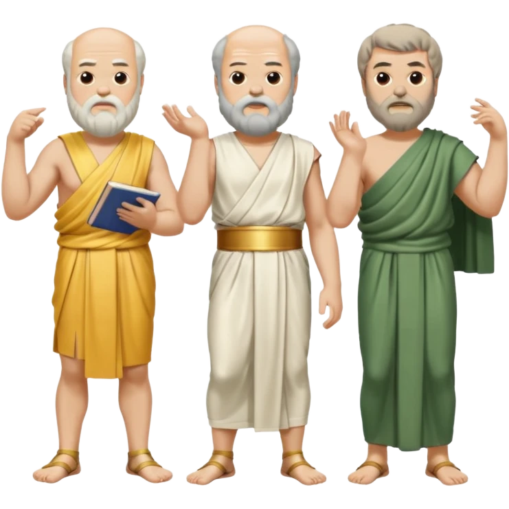 Socrates twerking while Plato and Aristotle both stand beside him intently studying his movements  emoji