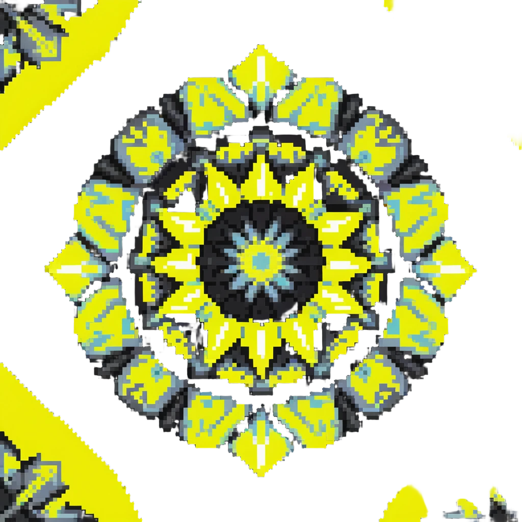 kaleidoscope effect in black, white, and neon yellow emoji