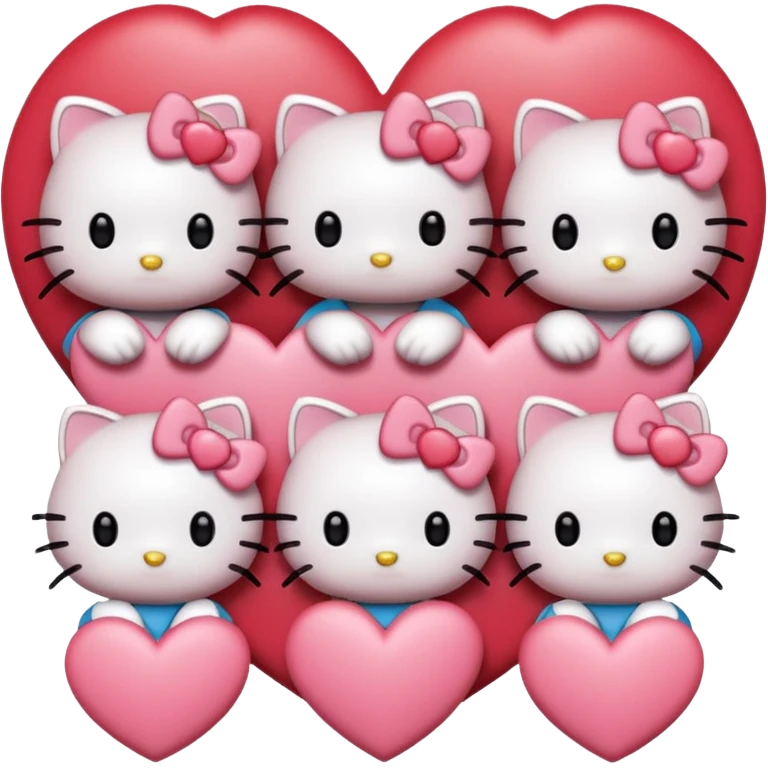 hello kitty and friends with hearts emoji