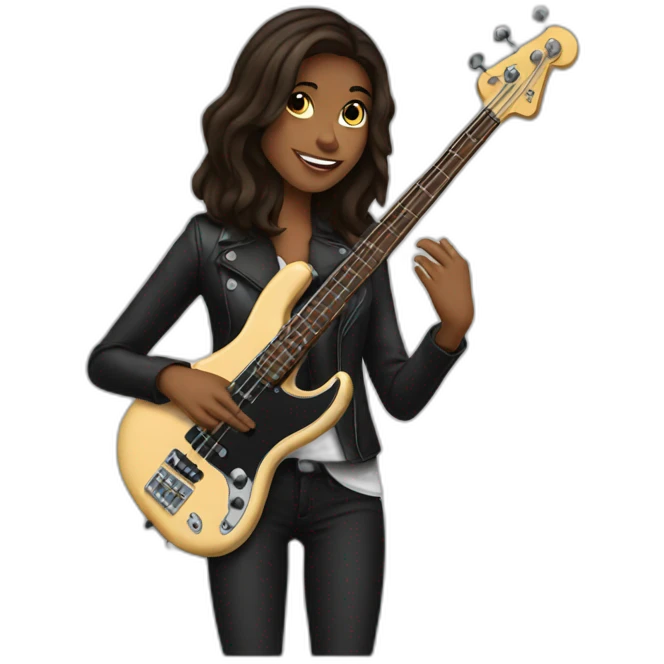 Brunette playing bass emoji