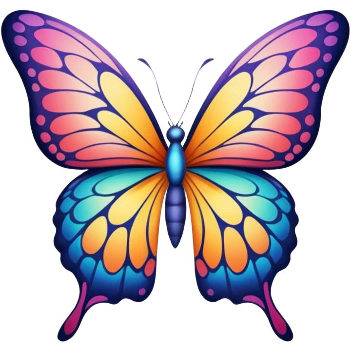 butterfly wings, vibrant colors, delicate patterns, whimsical style emoji