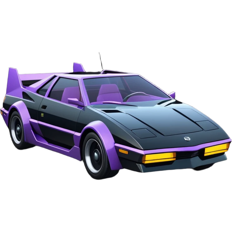  the animated series Batgirl’s aerodynamic opulent dark  futuristic concept loosely based on Toyota 1986 AE86 (flat long straight faceted mechanical body) lightweight stealthy street hot rod  emoji