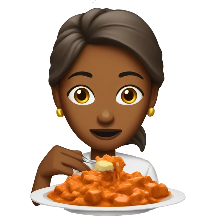 Women eating butter chicken  emoji